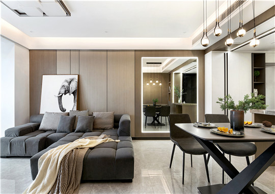 金华开发区现代轻奢风格二居室装修案例效果图