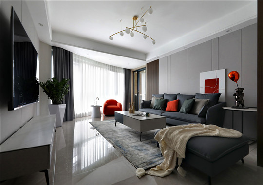 金华红星天悦-134㎡现代风格三居室装修案例效果图
